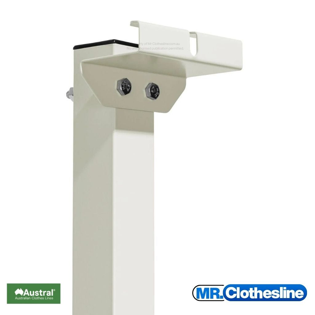Austral retractable receiving hook installed on a ground post.