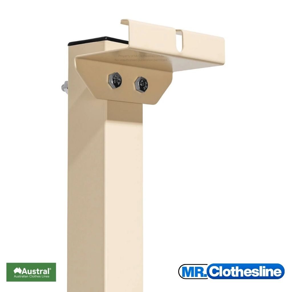 Austral retractable receiving hook installed on a ground post.