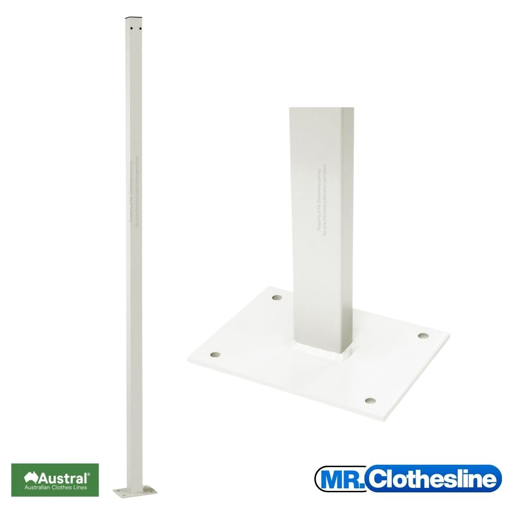 Austral plated ground mount post and a close up of the plate.