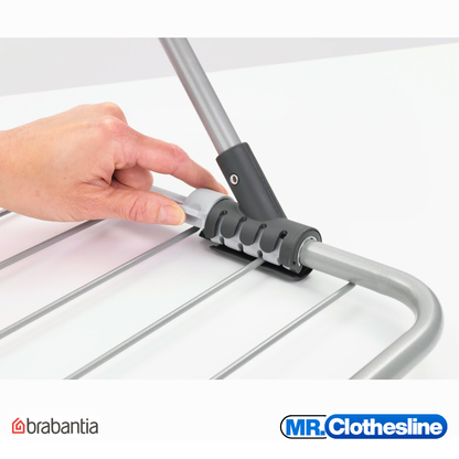Mechanism to slide the hanging rails - this adjusts the height of the clothesline so taller people do not walk into it.