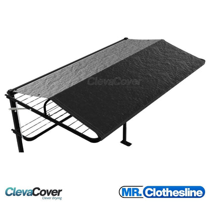 ClevaCover Fold Down Clothesline Cover white background bas plate clothesline. Colour Monument.