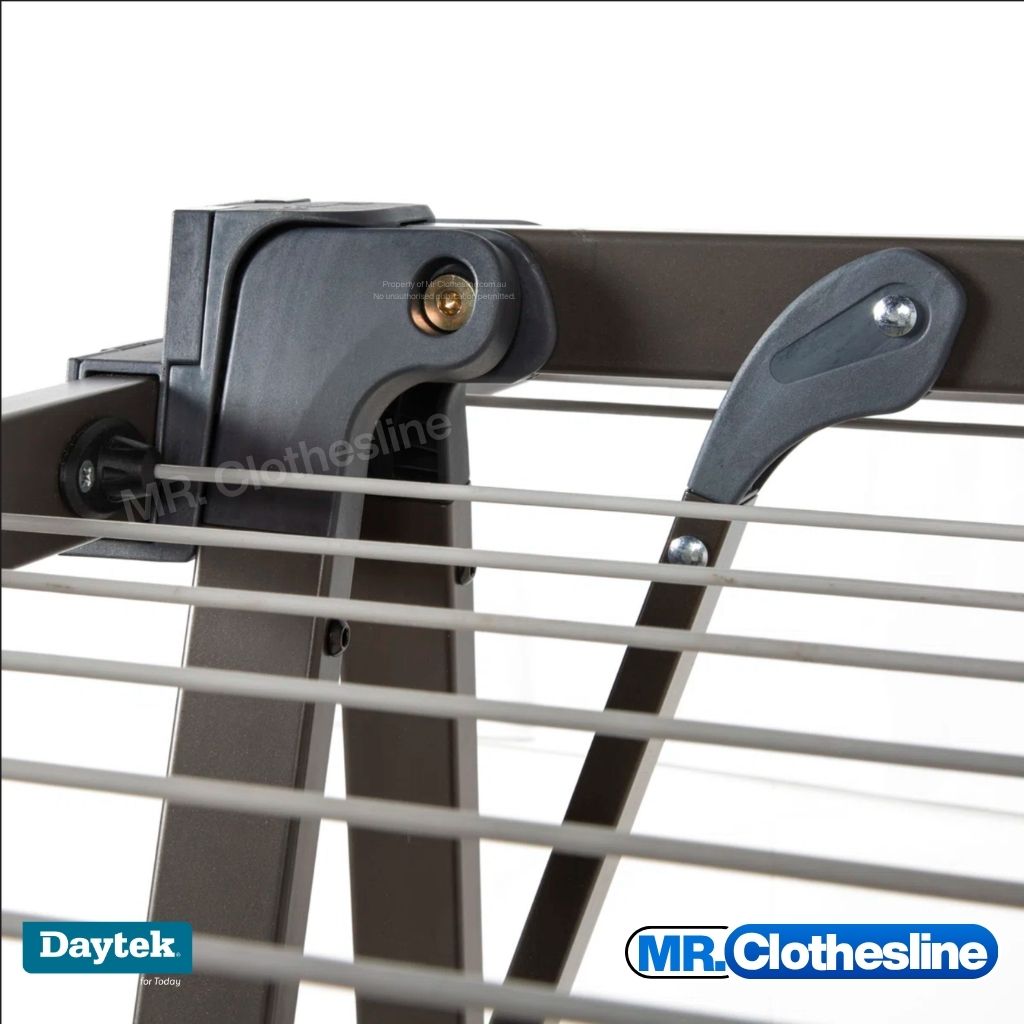 Close up of the folding mechanism of the Daytek A Frame Clotheslines.