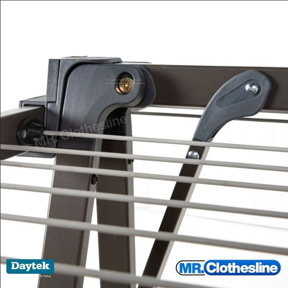Close up of the folding mechanism of the Daytek A Frame Clotheslines.