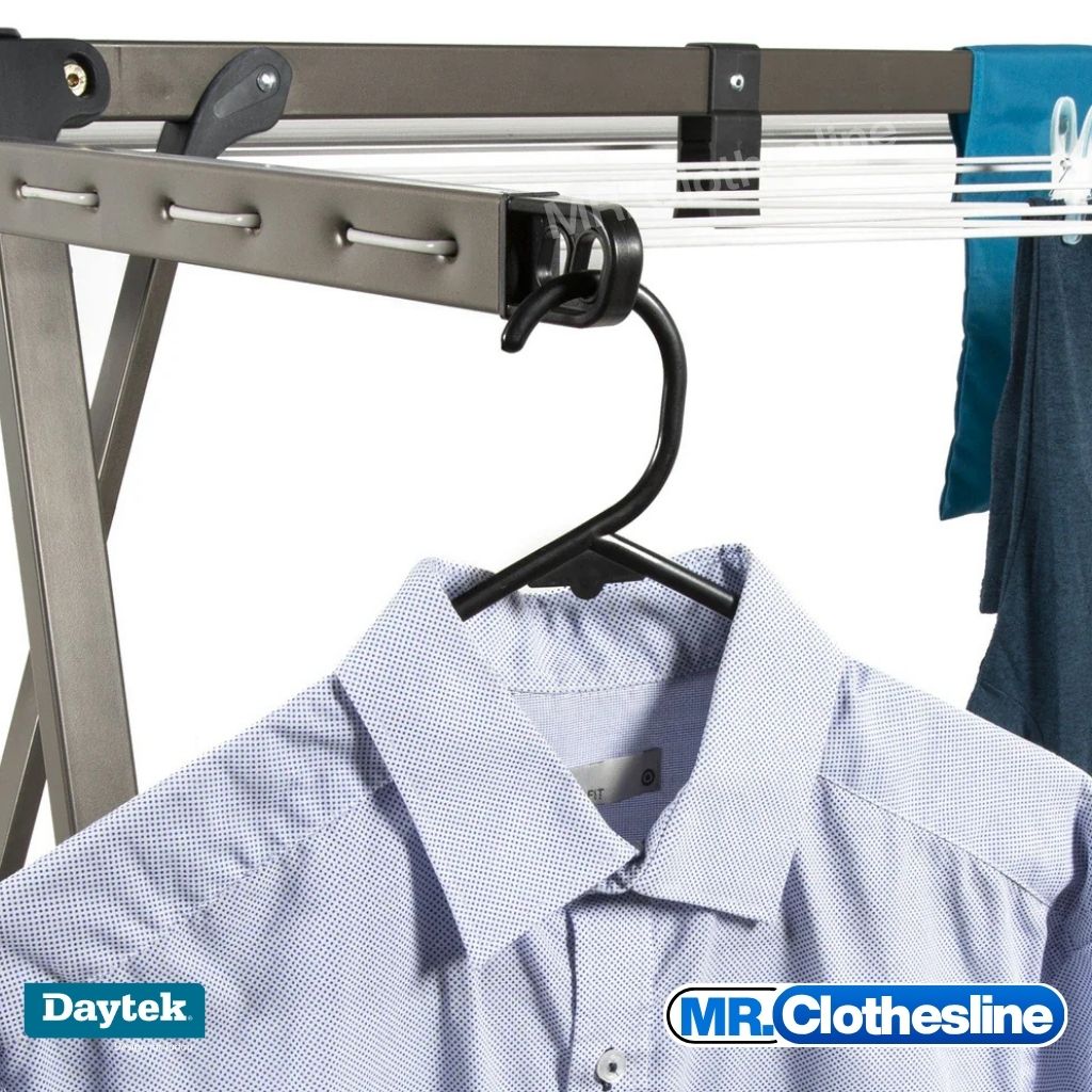 Coat Hanger Hook on the Portable A Frame Clothesline.