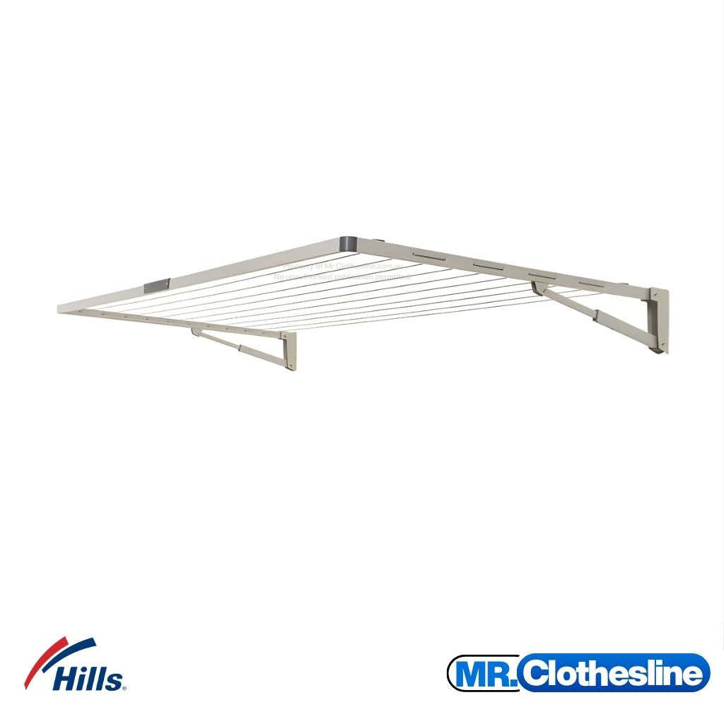 Hills Everyday Single Fold Down Clothesline Colour Autumn Stone. Fully open on a white background.