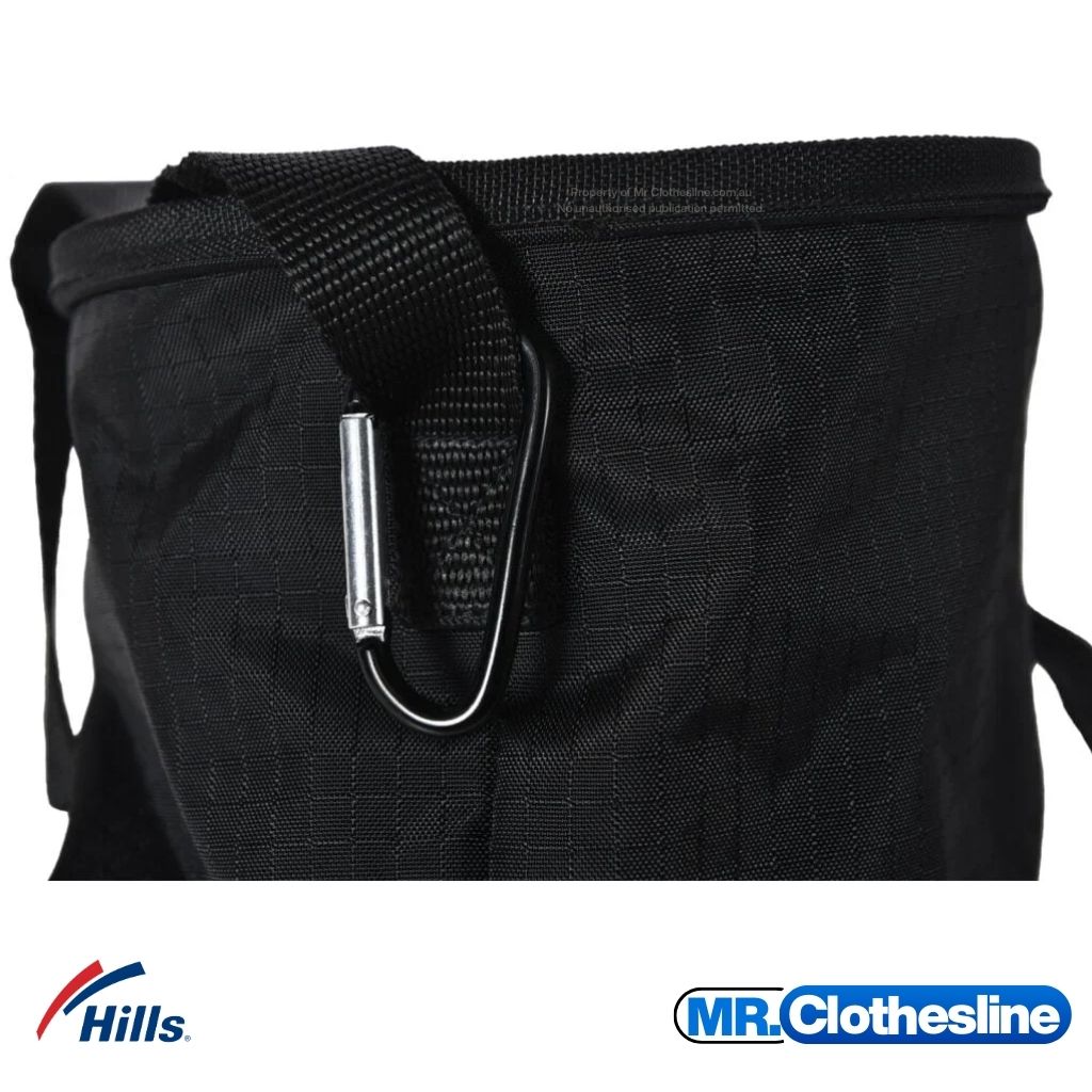 Hills Waterproof peg back clip close up.